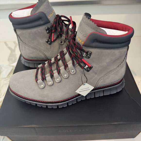 Cole Haan Men\'s Zerogrand Hiker WP Charcoal Gray Nubu Size 8.5 M New In Box